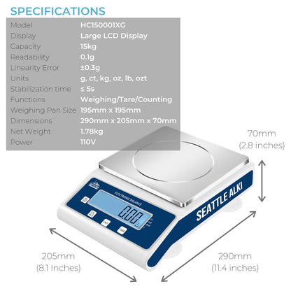 Fristaden Lab Digital Precision Analytical Balance Scale for Lab, 15kg x 0.1g (Used)