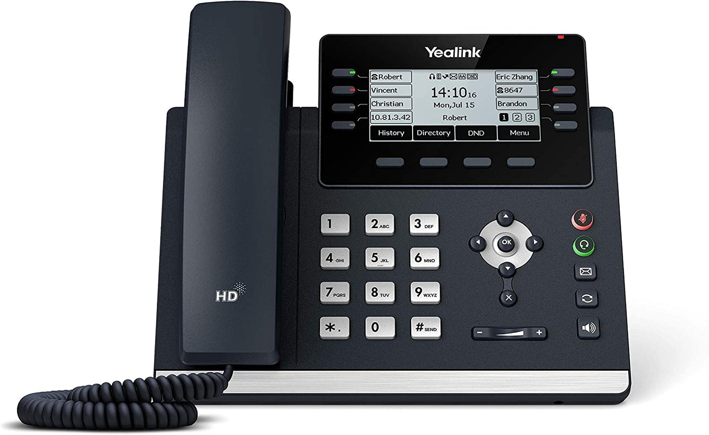 Yealink SIP-T43U 3.7" IP Phone w/12 VoIP Accounts & Dual-Port GB Ethernet, Black (Like New)