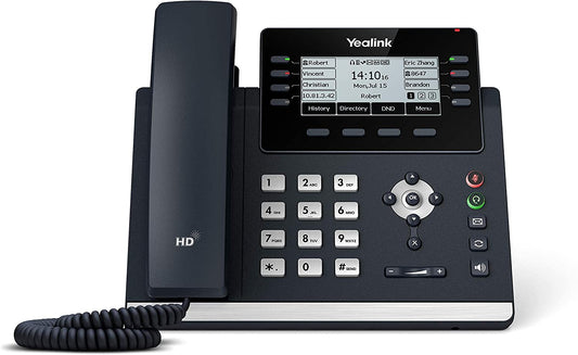 Yealink SIP-T43U 3.7" IP Phone w/12 VoIP Accounts & Dual-Port GB Ethernet, Black (Like New)