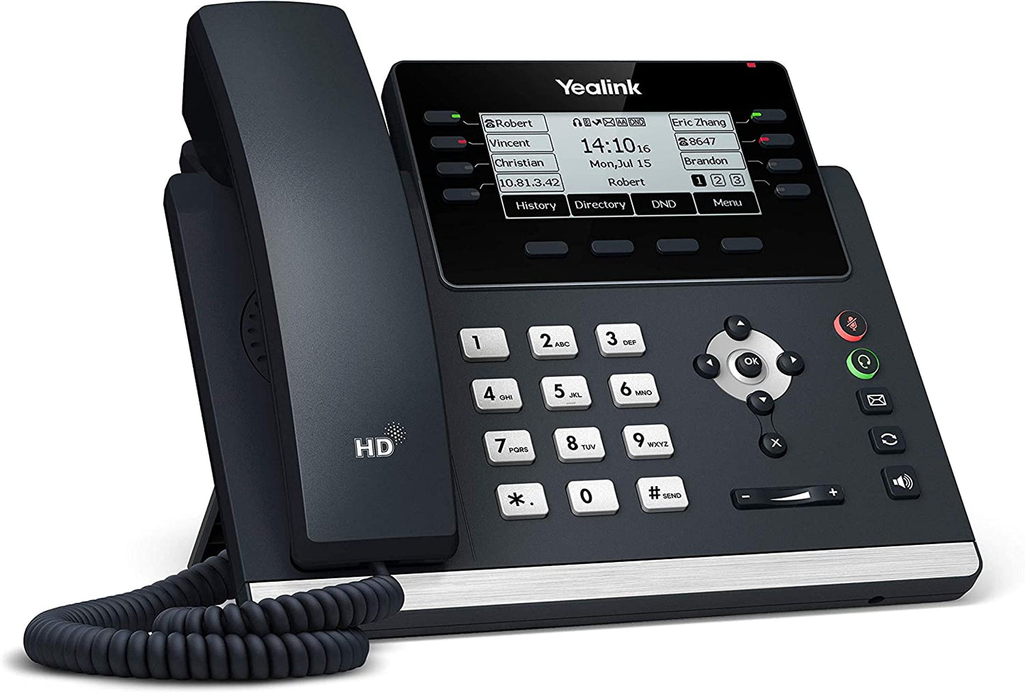 Yealink SIP-T43U 3.7" IP Phone w/12 VoIP Accounts & Dual-Port GB Ethernet, Black (Like New)