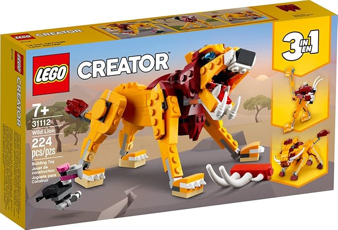 LEGO 31112 Creator 3 in 1 Wild Lion, Ostrich & Warthog – 224 pcs Ages 7+ (New, Damaged Retail Box)