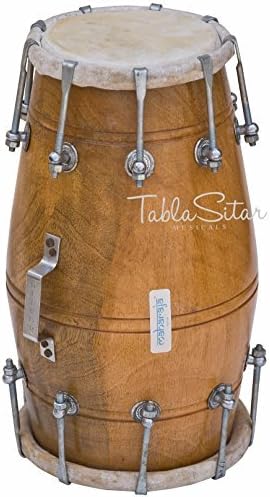 Satnam Traditional Handmade 16-Inch Bolt Tuned Mango Wood Dholak Drum - Natural (Used)