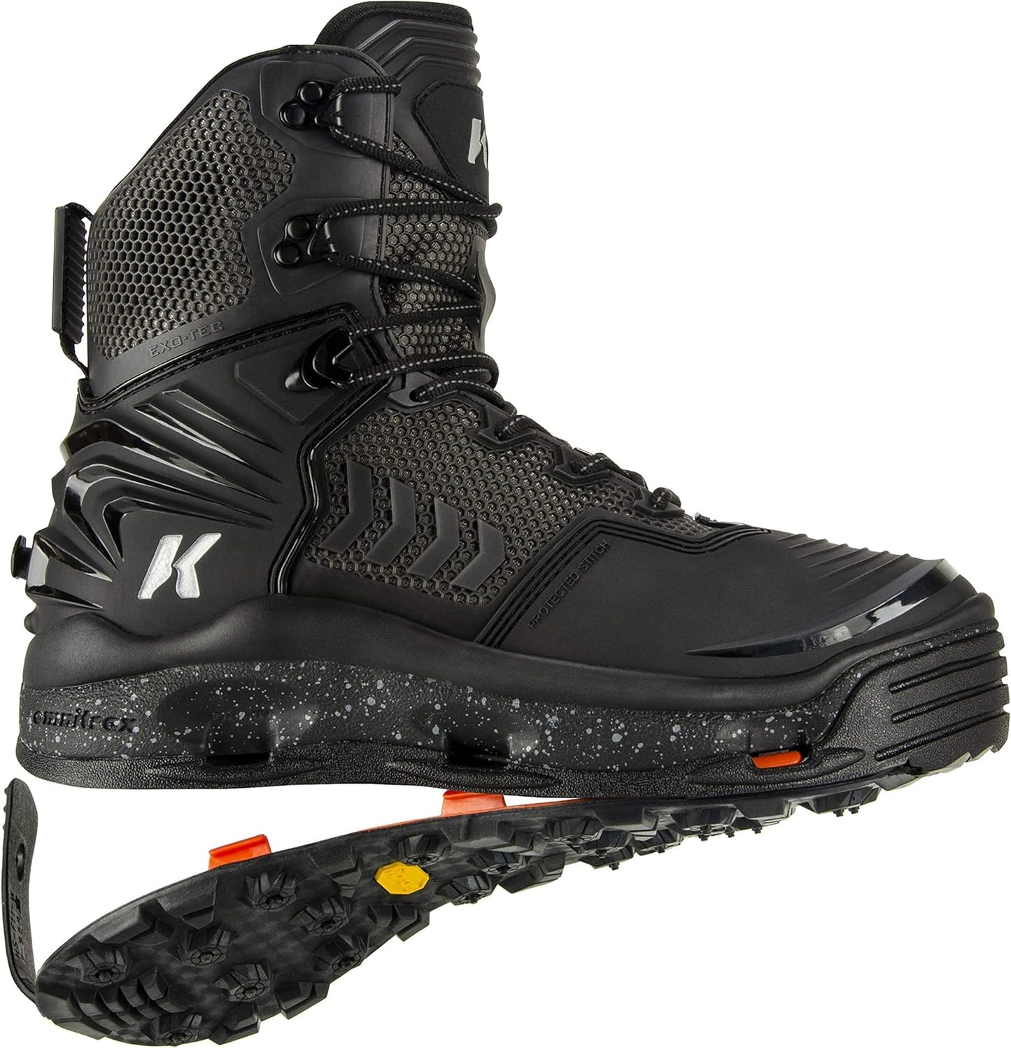 Korkers Mens Felt & Vibram Soles Fishing Boots, Ankle-High, Interchangeable Sole (Used)