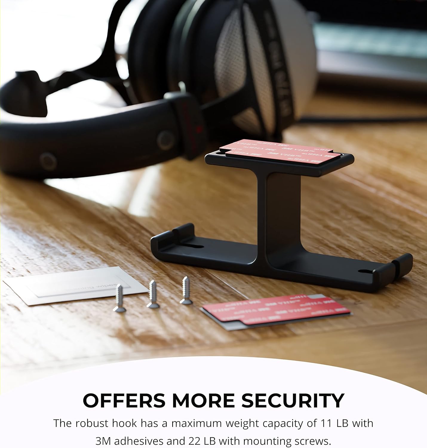 Blucoil Aluminum Under-Desk Headphone Hanger with 11-22 LB Weight Capacity (New)
