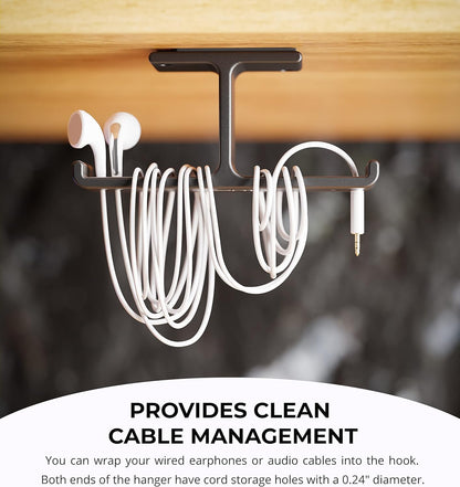 Blucoil Aluminum Under-Desk Headphone Hanger with 11-22 LB Weight Capacity (New)