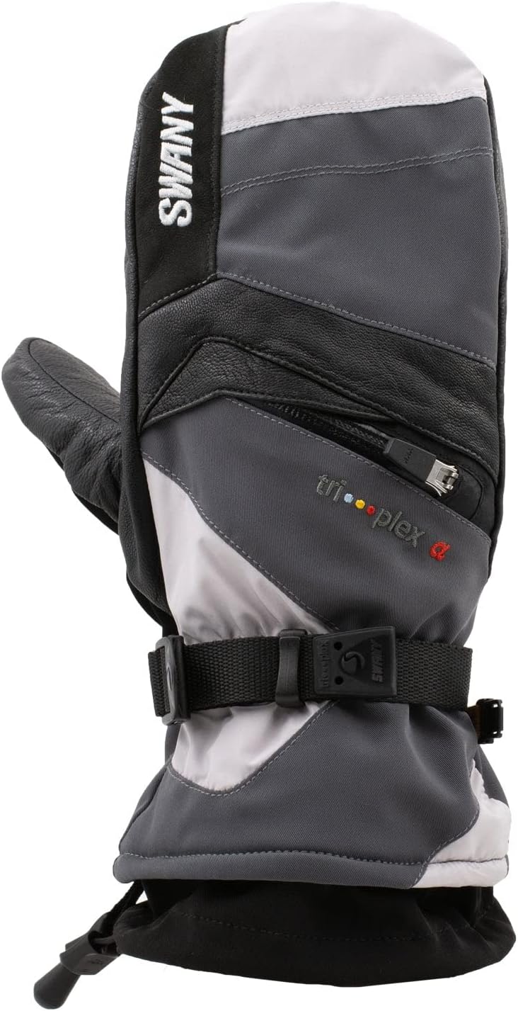 Swany Men's X-Change Waterproof Warm Leather Winter Mittens, Black - Medium (Like New)