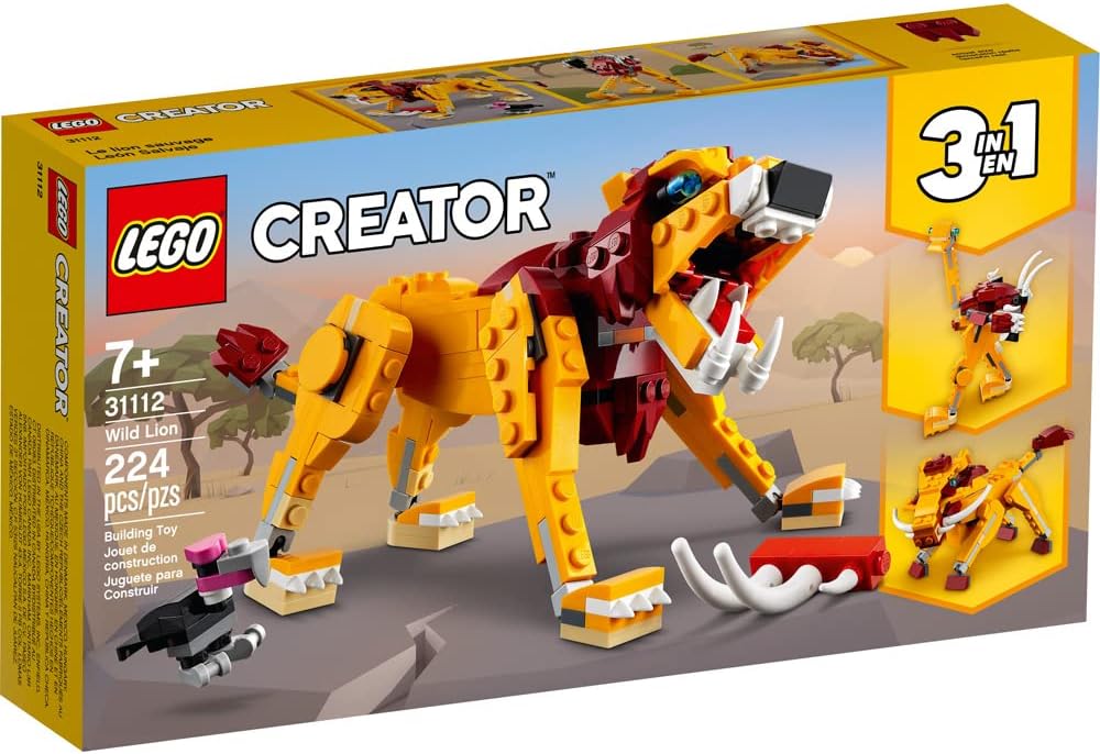 LEGO Creator 2021 3in1 Wild Lion 31112 Building Kit, 224 Pieces Animal Toy Set (Like New)