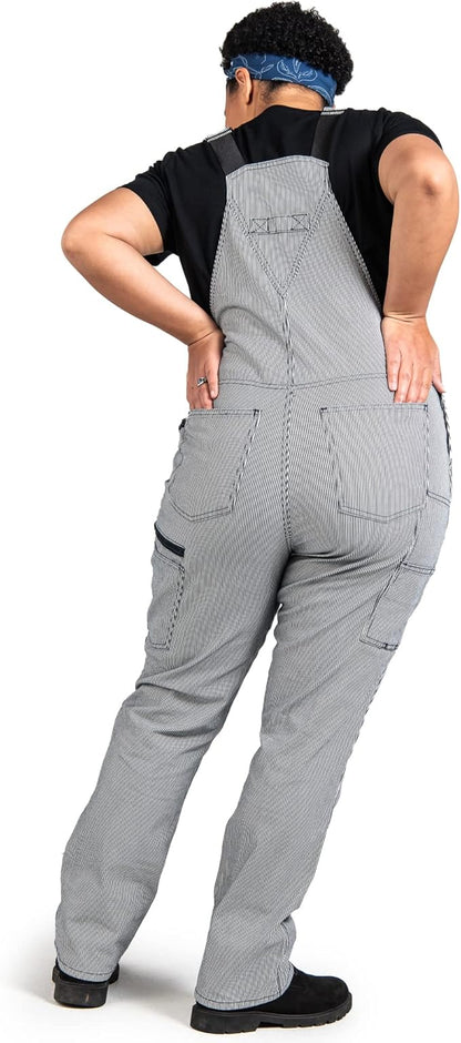 Dovetail Workwear Women�s Freshley Overalls, Indigo Stripe Denim, 6 Extra L x 34 (Used, No Retail Box)