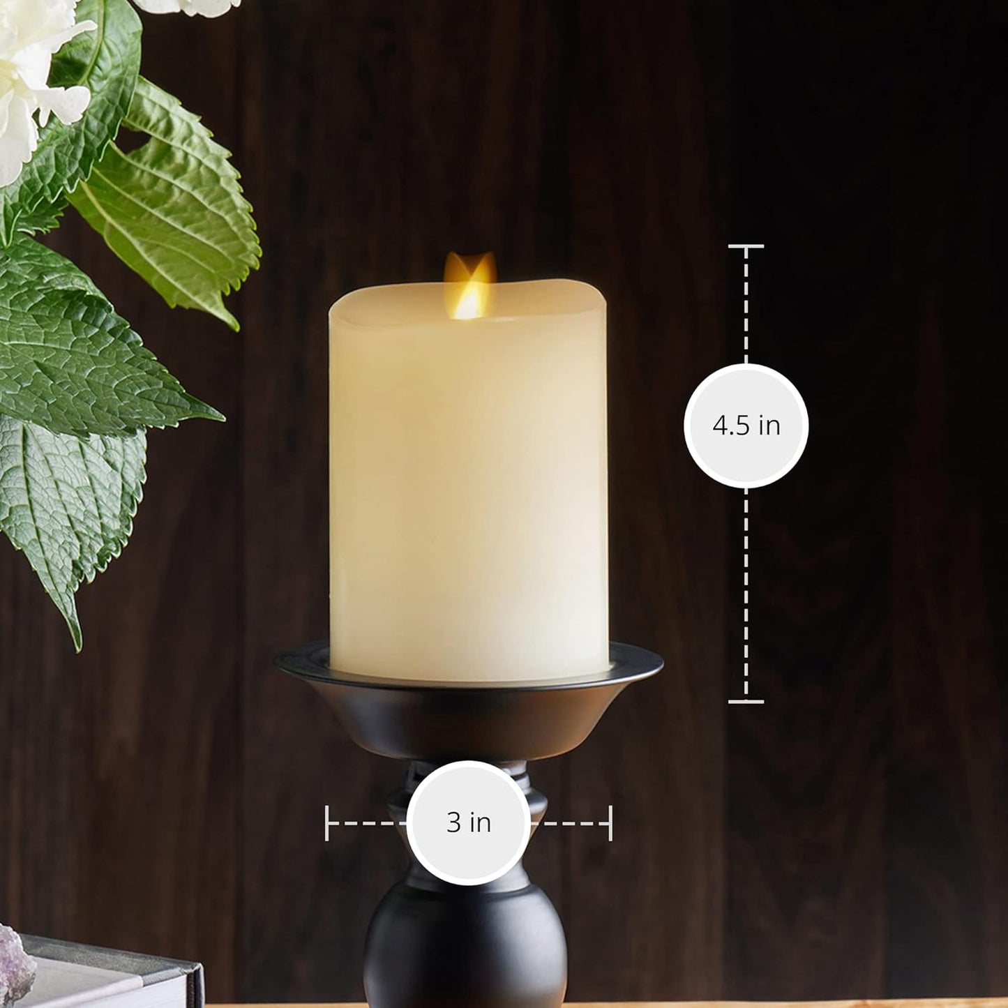 Luminara Realistic Artificial Moving Flame Modern Pillar Candle - 3"x4.5", Ivory (Used)