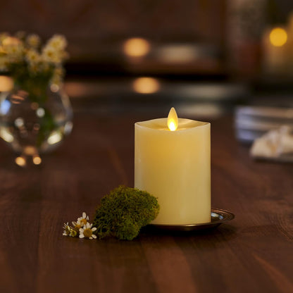 Luminara Realistic Artificial Moving Flame Modern Pillar Candle - 3"x4.5", Ivory (Used)