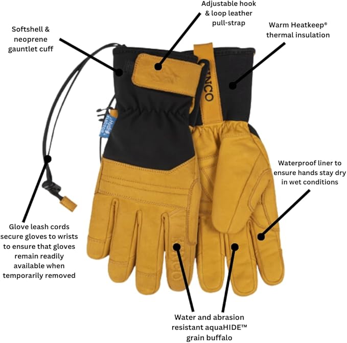 Kinco Water-Resistant Leather pull-tab Ski Gloves for Women - Medium (1 Pack) (Used)