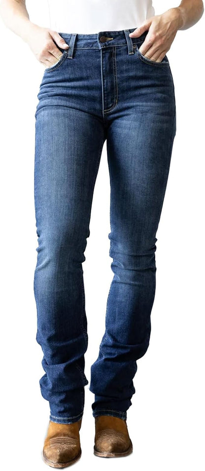 Kimes Ranch Women's Sarah Jeans High Rise Slim Bootcut Dark Wash, Size 4-36 Blue (Like New)