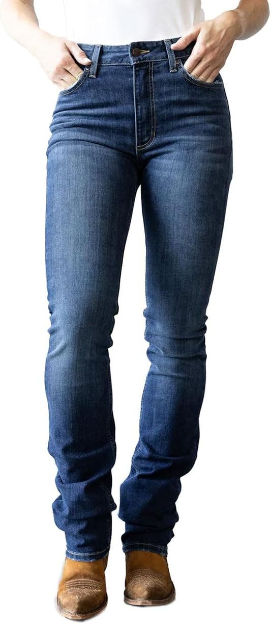 Kimes Ranch Women's Sarah Jeans High Rise Slim Bootcut Dark Wash, Size 4-36 Blue (Like New)