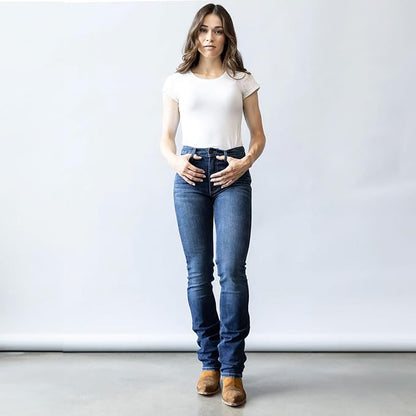 Kimes Ranch Women's Sarah Jeans High Rise Slim Bootcut Dark Wash, Size 4-36 Blue (Like New)