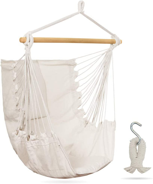 Wise Owl LHCWHT8 Boho Cushioned Hammock Swing Chair - White (Like New)