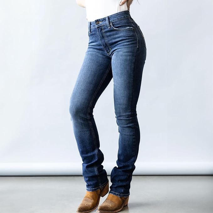 Kimes Ranch Women's Durable Western High Rise Waist Denim Jeans, 5 Pocket (Used)