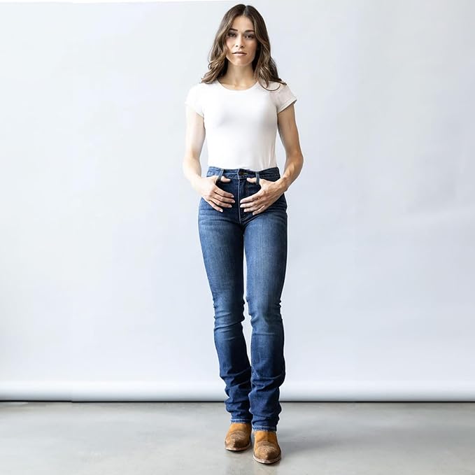 Kimes Ranch Women's Durable Western High Rise Waist Denim Jeans, 5 Pocket (Used)
