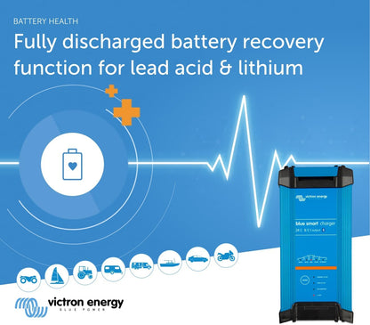Victron Energy Smart IP22 Car Battery Charger for Motorcycle, 120V (AC), Blue (Used)