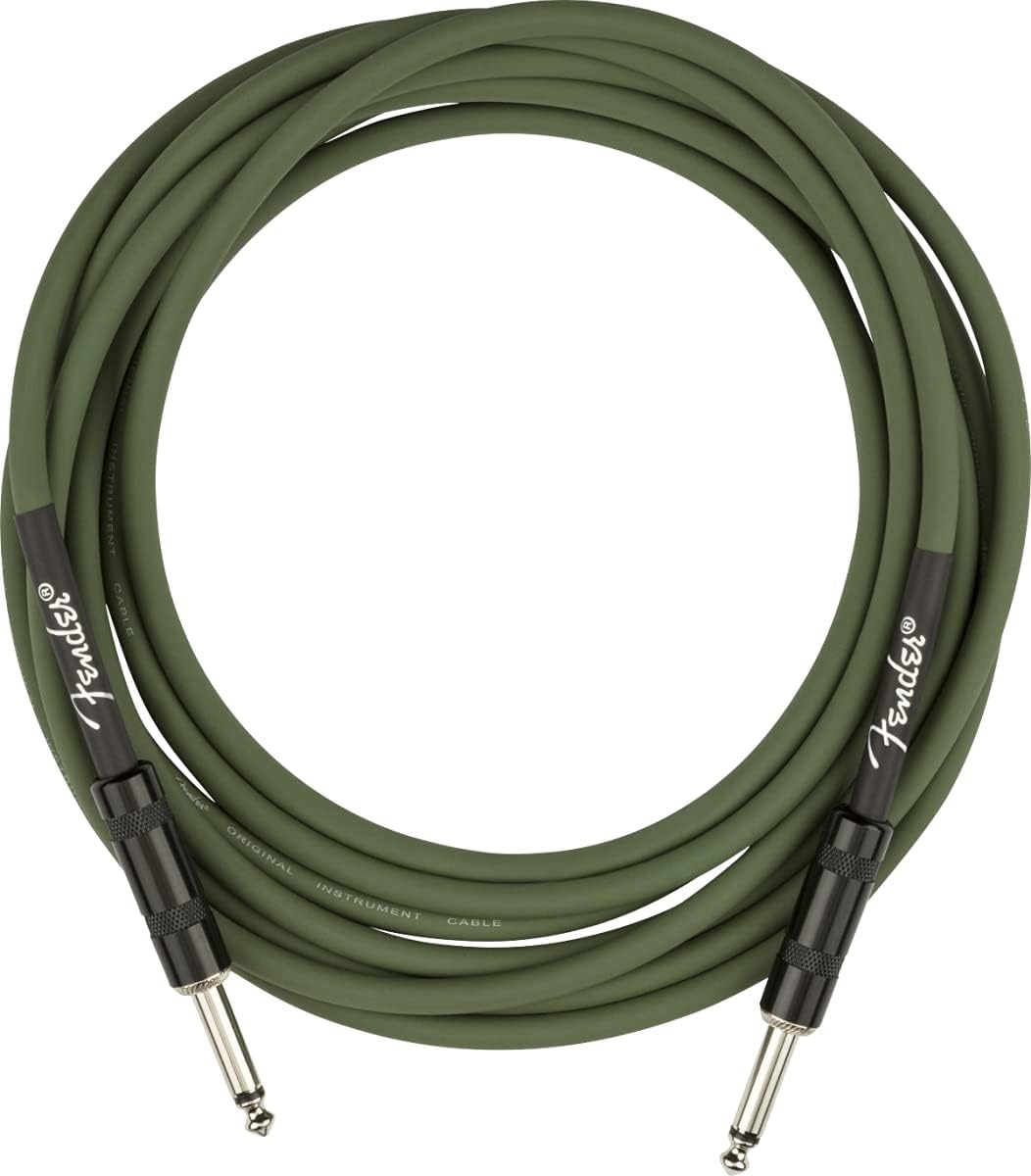 Fender Strummer Pro Straight to Straight 2-Pins Round Guitar Cable, Drab Green (Used)