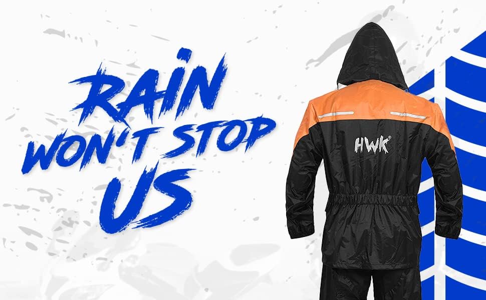 HWK All-Season 2-Piece Motorcycle Rain Suit for Men & Women, XL - Hi-vis Orange (Like New)