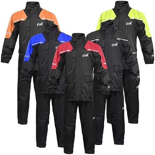 HWK Two-Piece Waterproof Motorcycle Rain Suit for Men and Women, 3XL - Red (Like New)