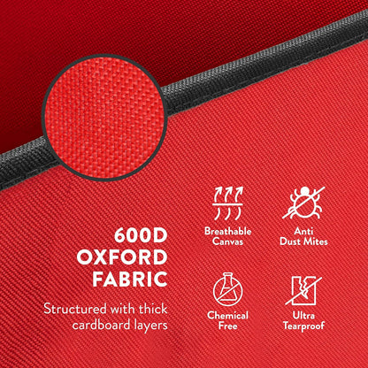 ZOBER 600D Oxford Fabric Christmas Ornament portable Storage Box With Trays, Red (New)