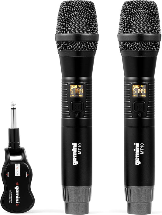 Gemini GMU-M200 Pro UHF Wireless Microphone Set w/ 1/4" Jack, 2-Pack - Black (Like New)