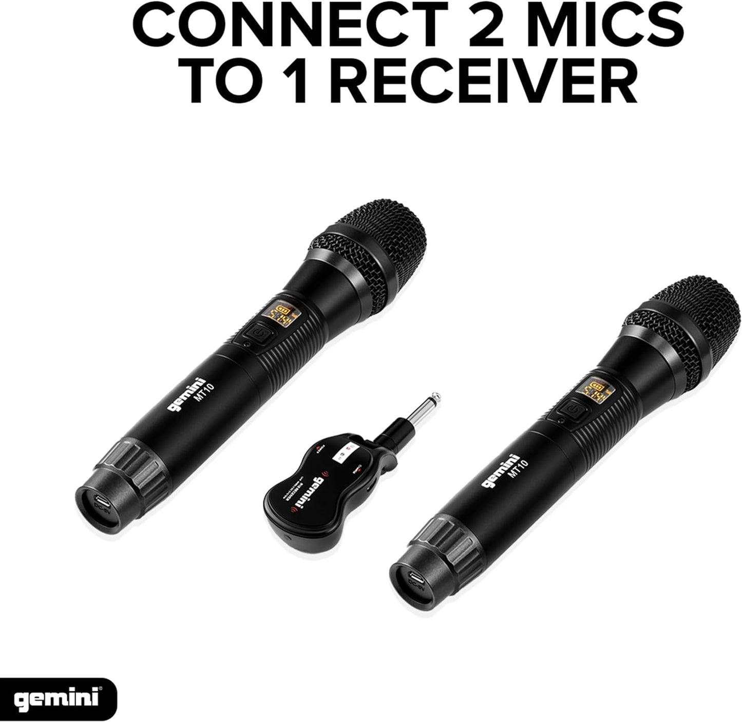 Gemini GMU-M200 Pro UHF Wireless Microphone Set w/ 1/4" Jack, 2-Pack - Black (Like New)