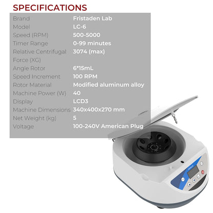 Fristaden Lab Clinical Benchtop Centrifuge for Blood, PRP, PFP & Plasma - 6x15mL (Used)