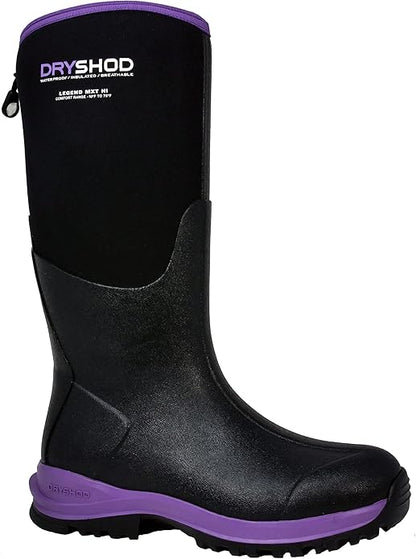 Dryshod Legend MXT Waterproof Rubber Boots for Womens, Size 7 - Black/Pink (New)