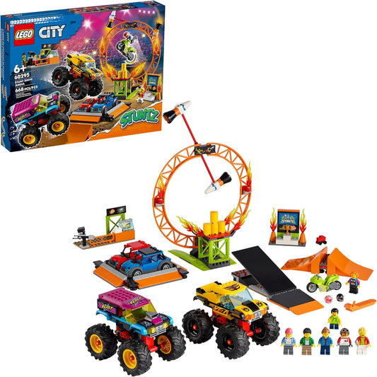 LEGO City Stunt Show Arena 60295 Building Toy Set with 2 Monster Trucks, 2 Colla (Like New)