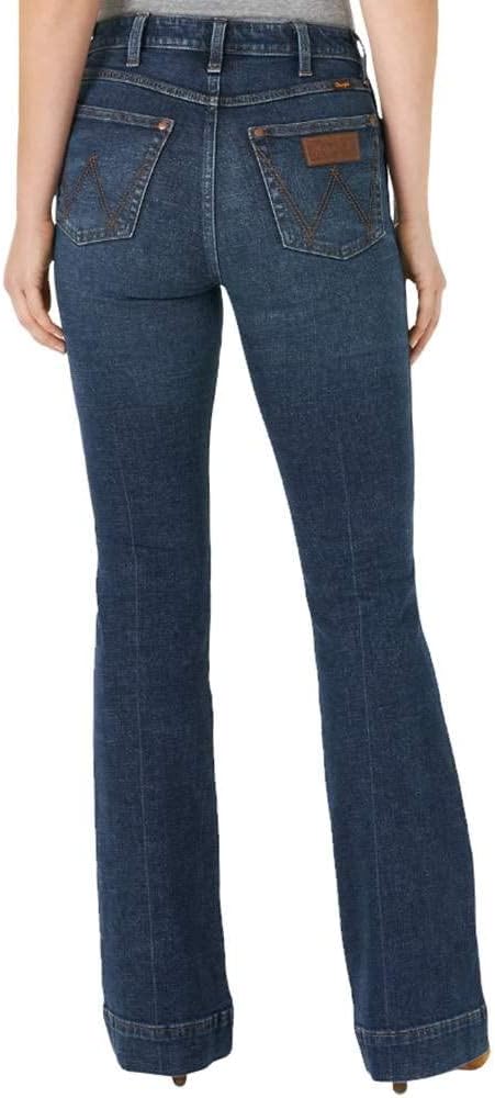 Wrangler Retro Bailey Bootcut Dark Wash Trouser Jeans for Women, Zipper Closure (New)