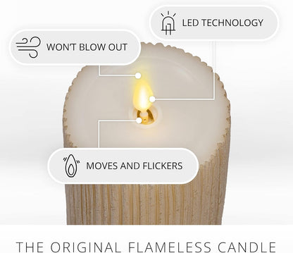 Luminara Metallic Moving Flame Pillar Flameless LED Candle, Battery Operated (Used)