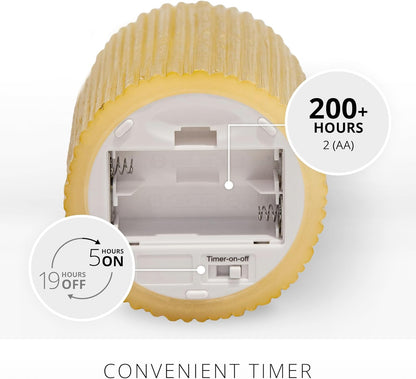 Luminara Metallic Embossed Pillar Champagne Flameless LED Candle, Timer Function (Like New)