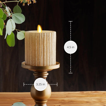 Luminara Metallic Embossed Pillar Champagne Flameless LED Candle, Timer Function (Like New)