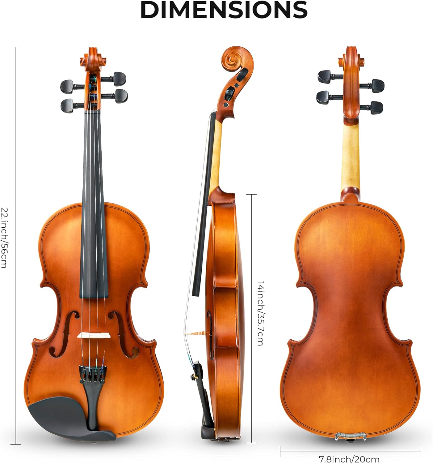 Vangoa Acoustic Violin Fiddle Three Quarter Starter Set with Case, Shoulder Rest (Like New)