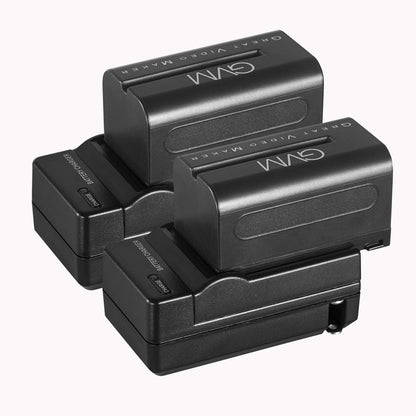 GVM Great Video Maker Batteries with Travel Chargers for Camera, 4400mAh - Black (Like New)