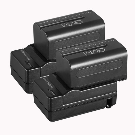 GVM Great Video Maker Batteries with Travel Chargers for Camera, 4400mAh - Black (Like New)