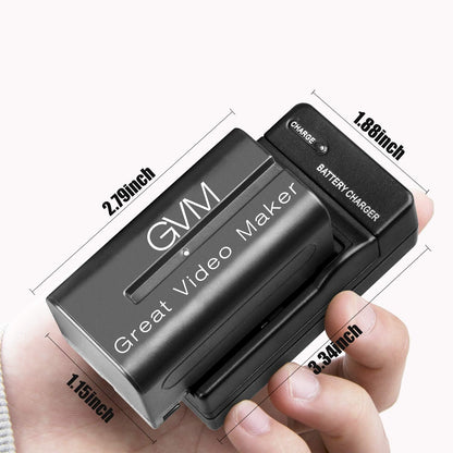 GVM Great Video Maker Batteries with Travel Chargers for Camera, 4400mAh - Black (Like New)