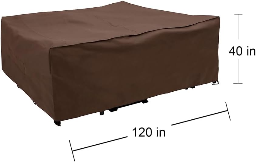 Mr. Bar-B-Q 07843BB Oversized Patio Furniture Cover, 120"L x 90"W x 40"H - Brown (Like New)