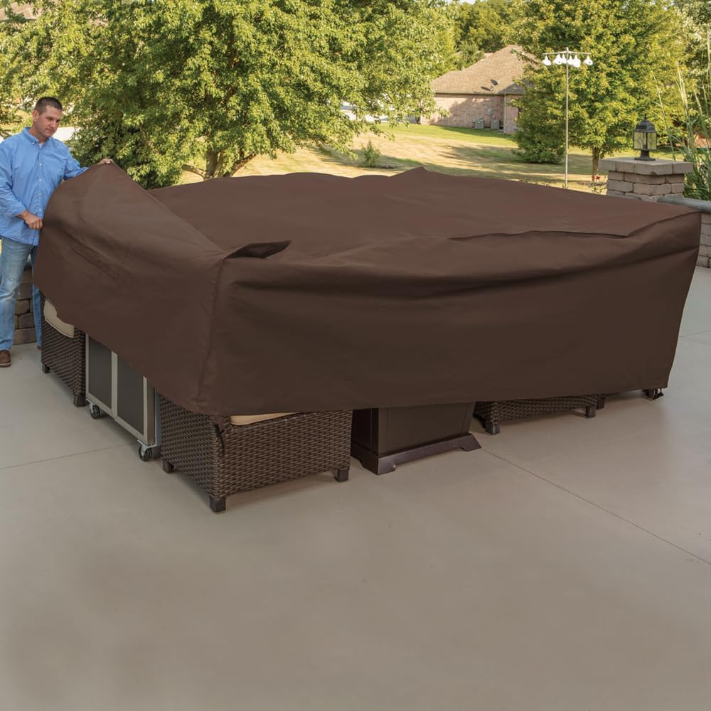 Mr. Bar-B-Q 07843BB Oversized Patio Furniture Cover, 120"L x 90"W x 40"H - Brown (Like New)