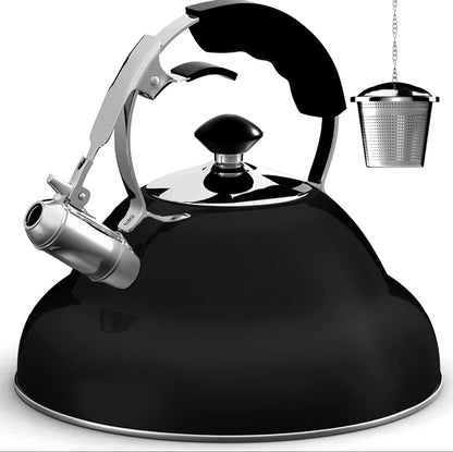 Willow & Everett Whistling Stainless Steel Tea Kettle, Stovetop Infuser Brewer (Used, No Retail Box)