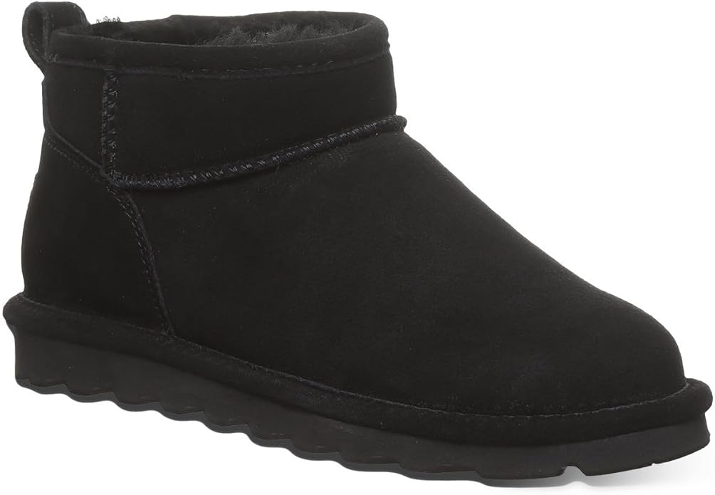 BEARPAW Women's Shorty Boot, 23.5cm Shaft, Rubber Sole Material, Black - Size 8 (Like New)