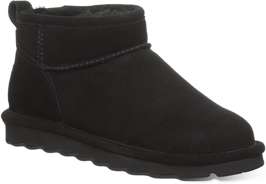 BEARPAW Women's Shorty Boot, 23.5cm Shaft, Rubber Sole Material, Black - Size 8 (Like New)