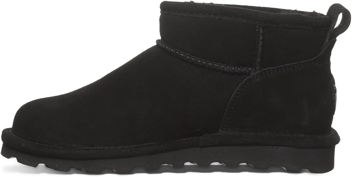 BEARPAW Women's Shorty Boot, 23.5cm Shaft, Rubber Sole Material, Black - Size 8 (Like New)
