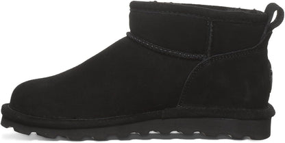 BEARPAW Women's Shorty Boot, 23.5cm Shaft, Rubber Sole Material, Black - Size 8 (Like New)