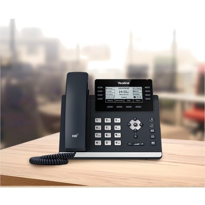 Yealink SIP-T43U Corded PoE IP Phone for Wall Mount/Desktop Use - Classic Gray (Like New)