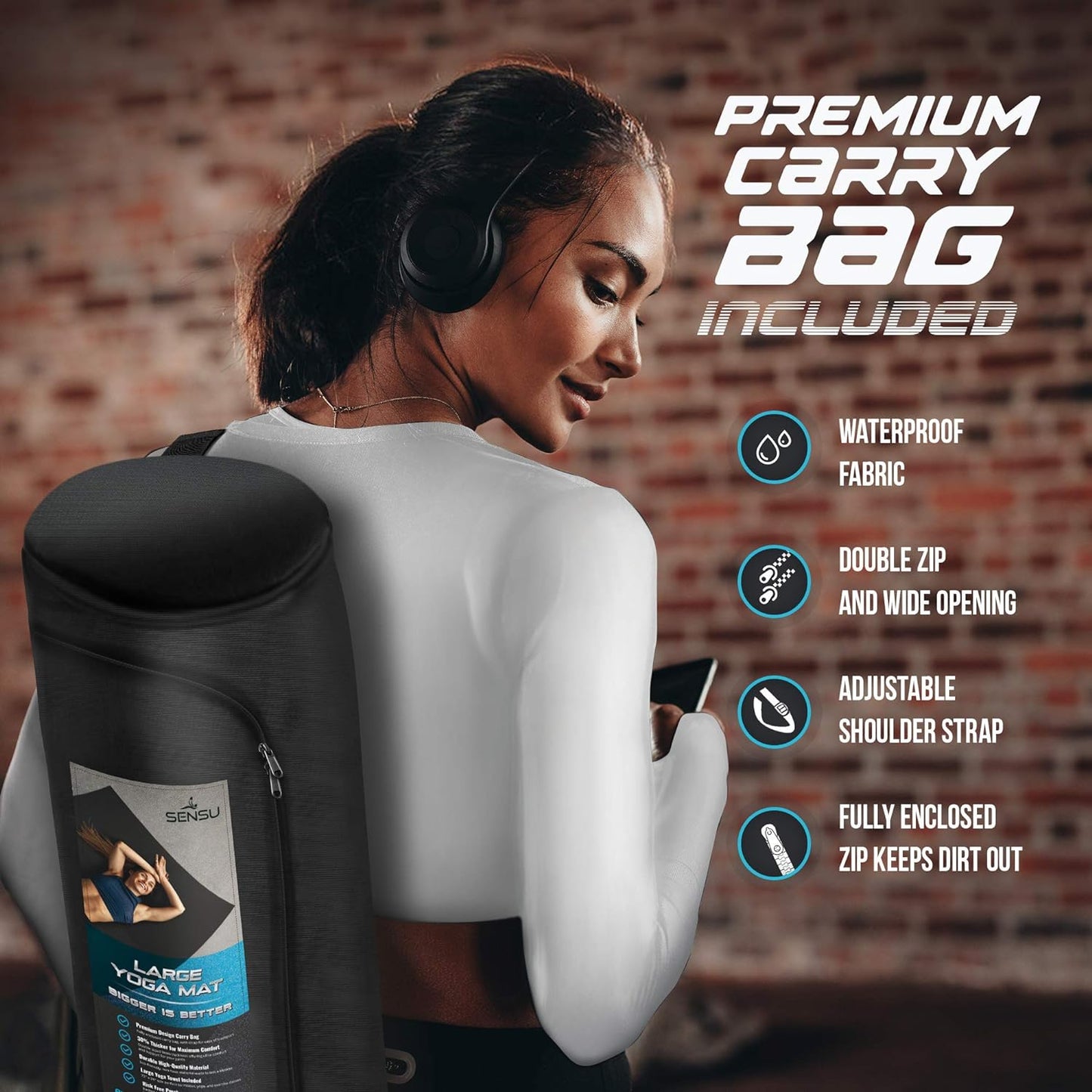 Sensu Large Non-Slip Anti Tear Eco-Friendly Workout Mat, 7’ x 5’ x 9mm - Multi (Like New)