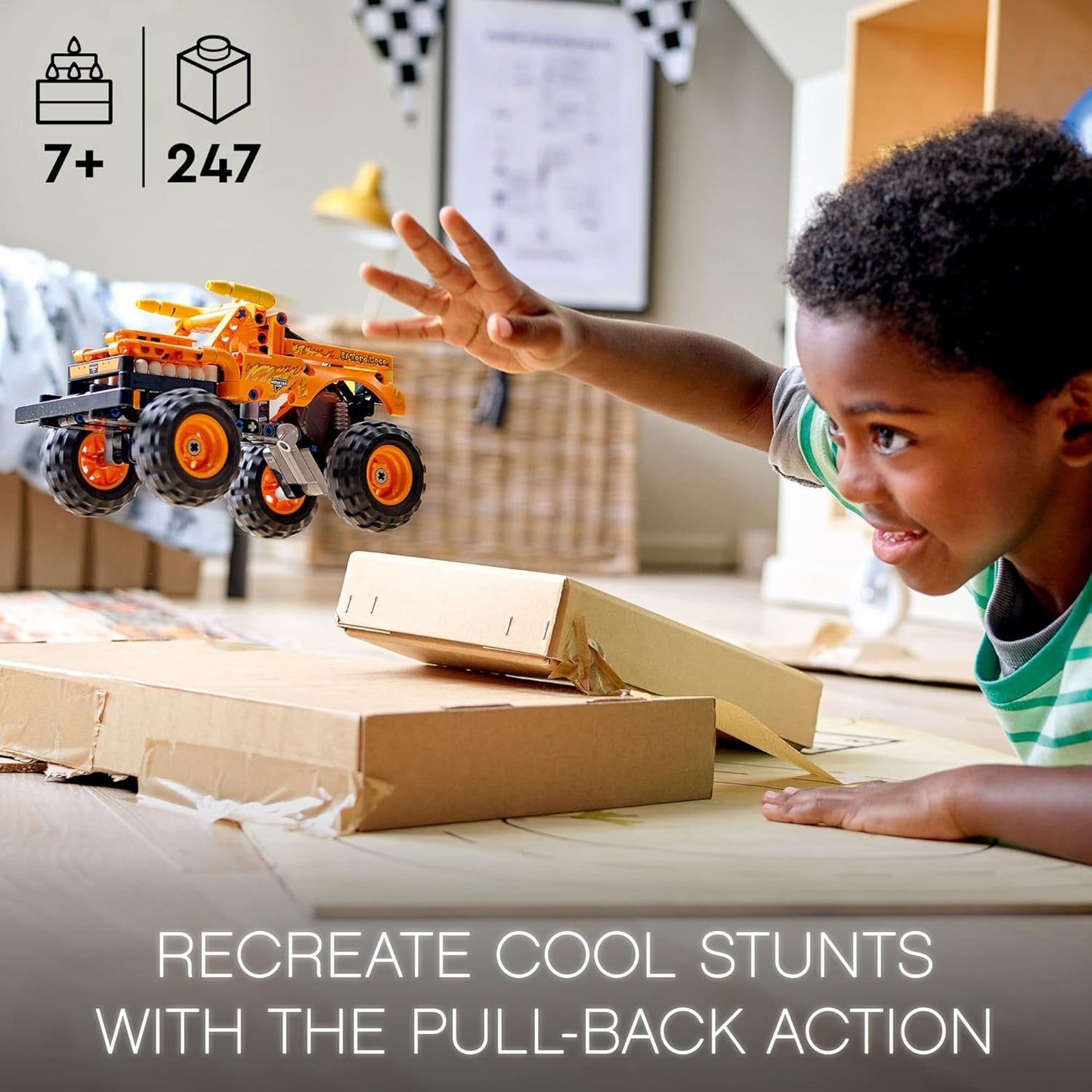 LEGO Technic Monster Jam Building Toy for Kids, 2 in 1 Pull Back Truck - 247 PCS (New, Damaged Retail Box)