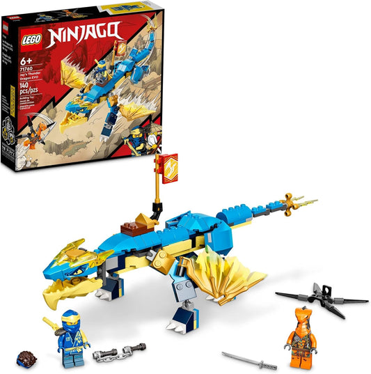 LEGO NINJAGO Jay’s Thunder Dragon EVO 71760 Toy Figure Set, Contains 140 Pieces (New, Damaged Retail Box)